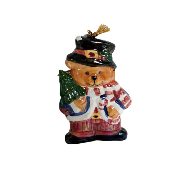 🎄 Vintage Ornament Trio | Santa Church Bear 🧸3–4" Tall Holiday Splendor ✨ - Picture 4 of 14